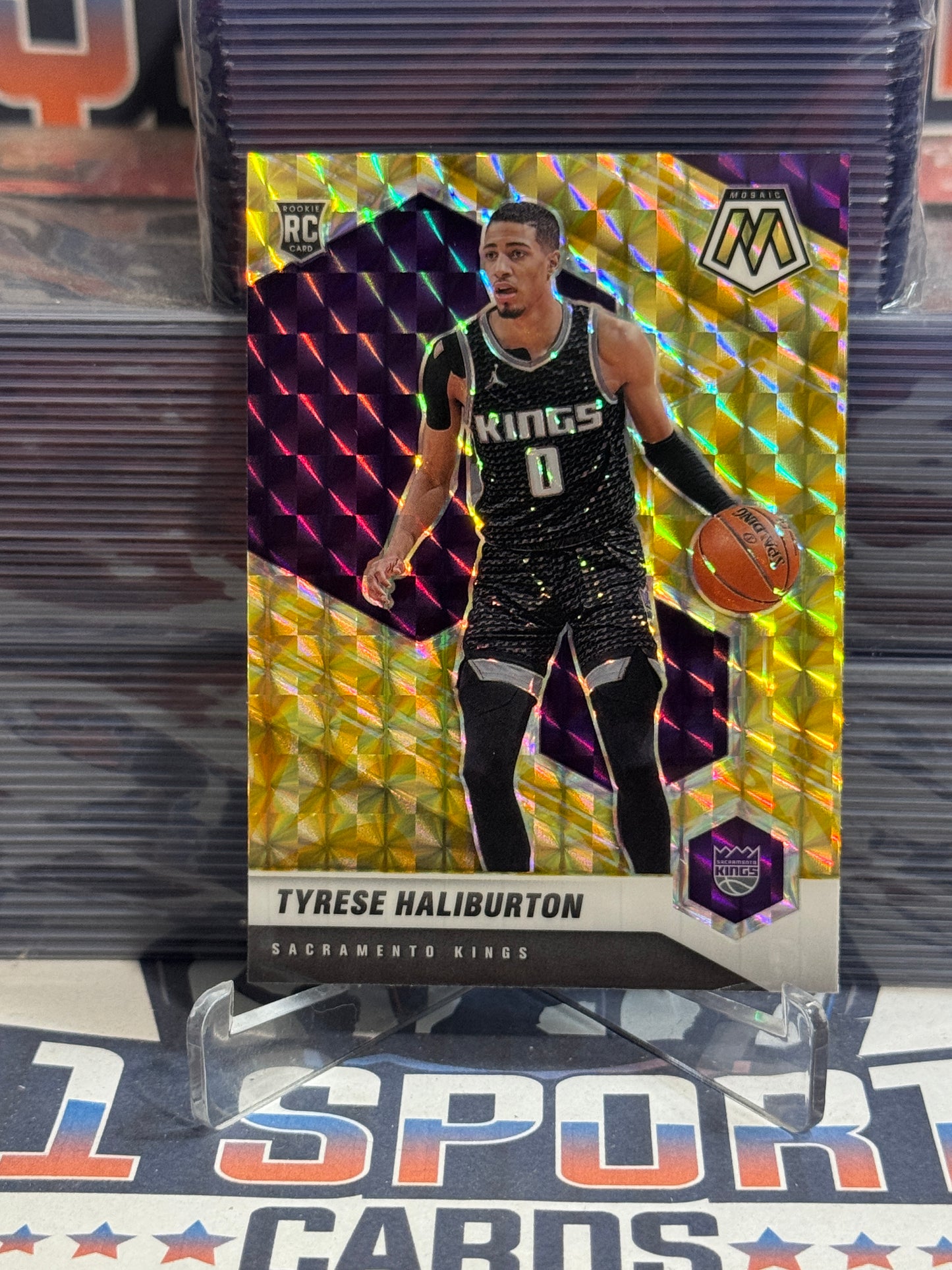 2020 Panini Mosaic (Yellow Reactive Prizm) Tyrese Haliburton Rookie #204