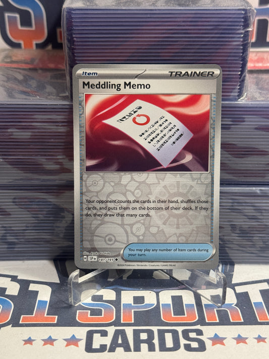 Pokemon TCG: Surging Sparks - Meddling Memo (Reverse Holo, Uncommon) #181