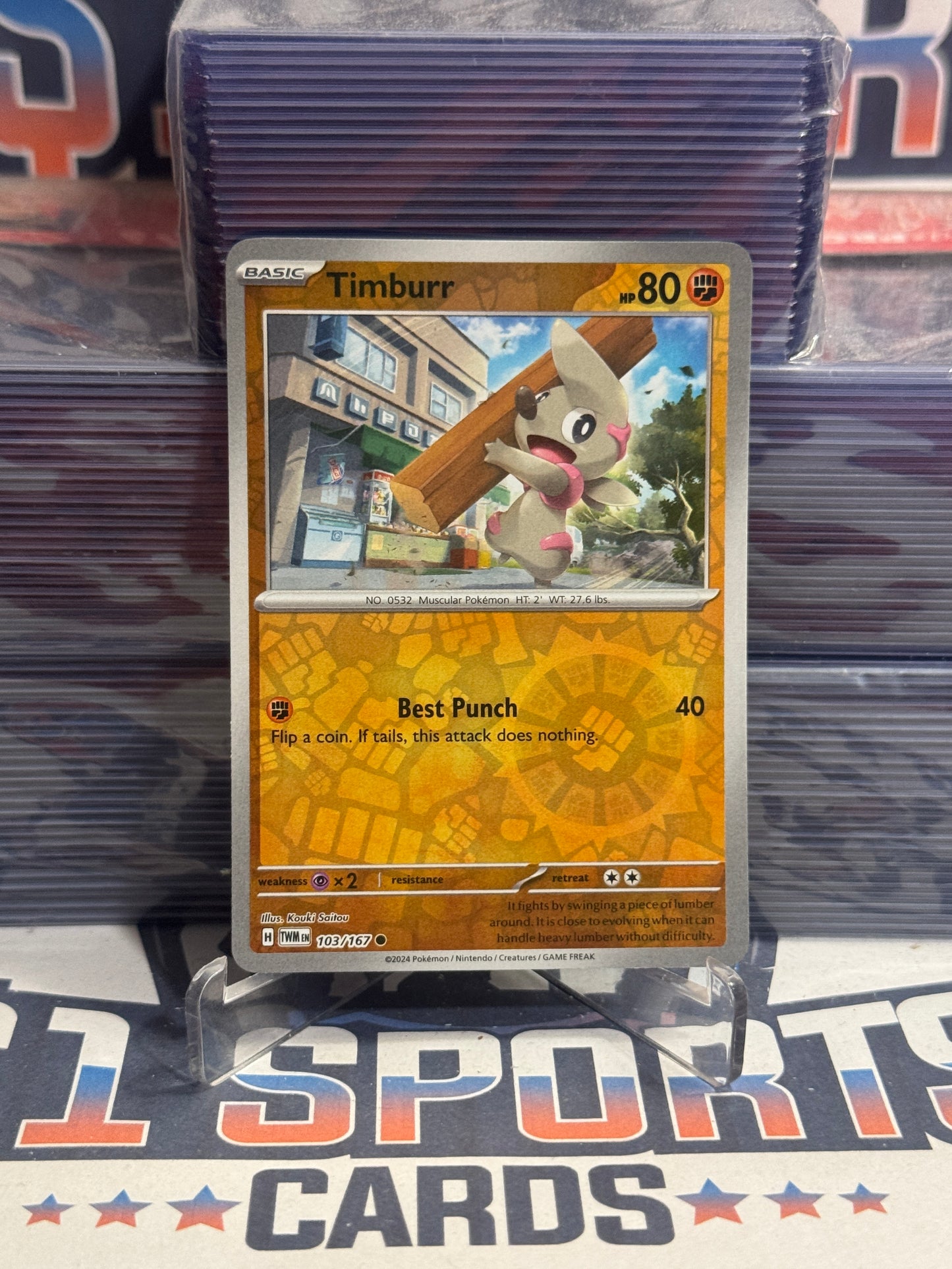 Pokemon TCG: Twilight Masquerade - Timburr (Reverse Holo, Common) #103