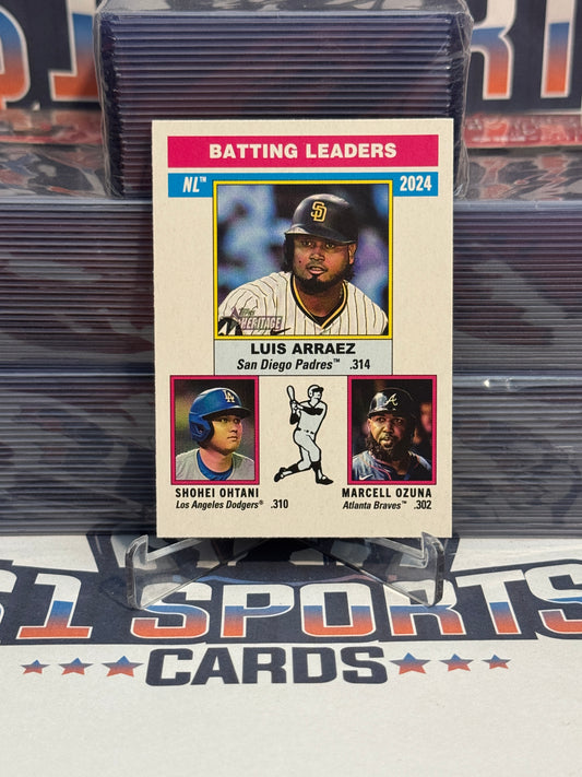 2025 Topps Heritage (Leaders) Shohei Ohtani, Luis Arraez, Marcell Ozuna #191