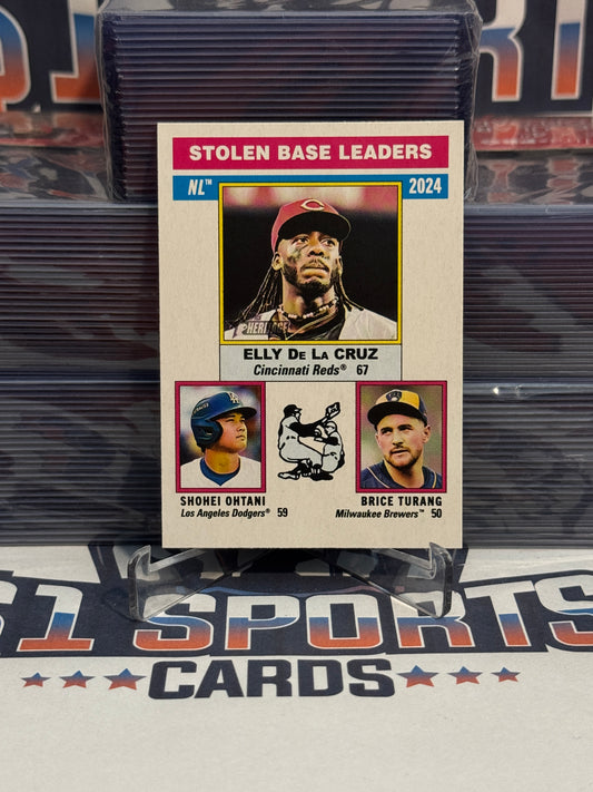 2025 Topps Heritage (Leaders) Shohei Ohtani, Elly De La Cruz, Brice Turang #197