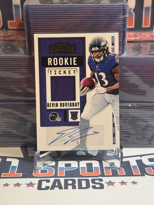 2020 Panini Contenders (Rookie Ticket Relic Auto) Devin Duvernay #RSV-DDU