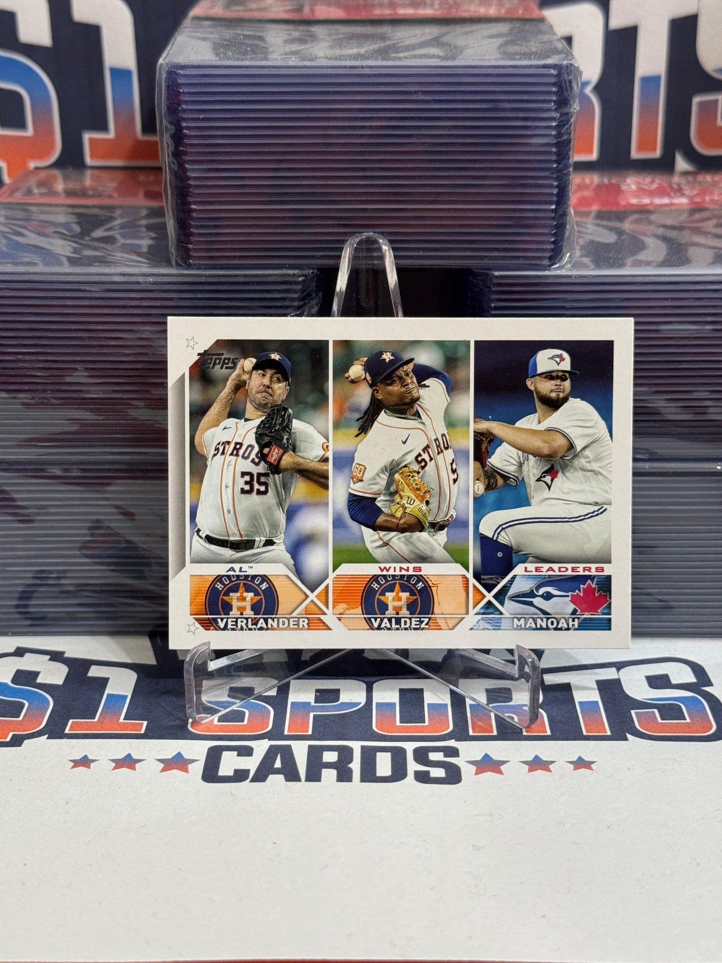 2023 Topps (AL Wins Leaders) Justin Verlander, Framber Valdez, Alex Manoah #82