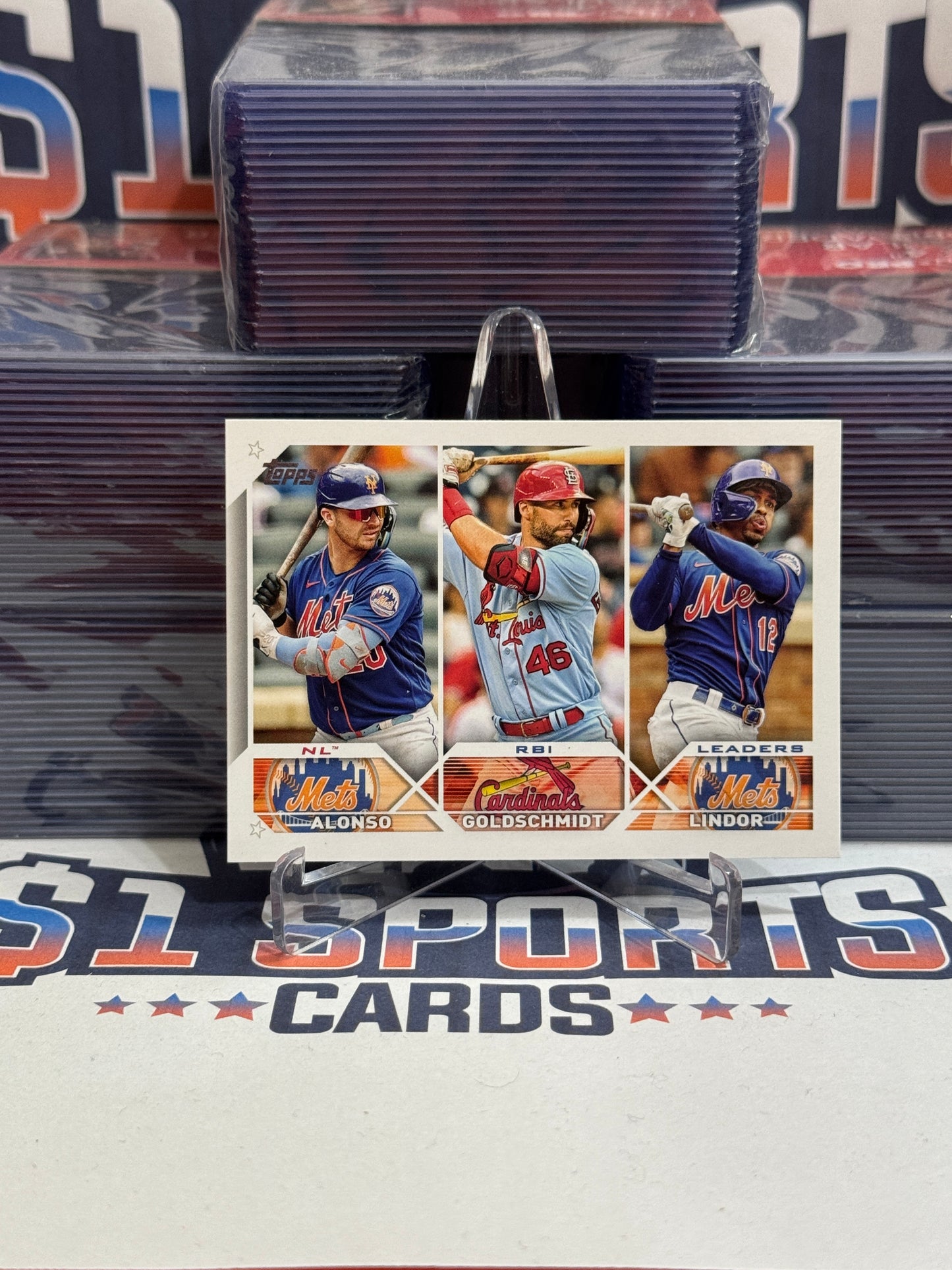 2023 Topps (NL RBI Leaders) Pete Alonso, Paul Goldschmidt, Francisco Lindor #240