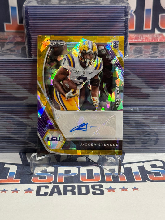 2021 Panini Prizm Draft Picks (Gold Ice Prizm, Auto) JaCoby Stevens Rookie #DPA-JAC