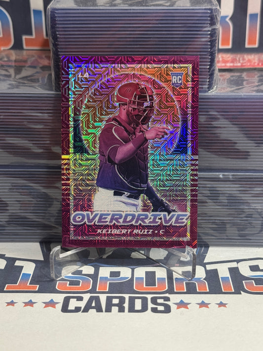 2021 Panini Chronicles (Pink Mojo Prizm, Overdrive 98/99) Keibert Ruiz Rookie #5