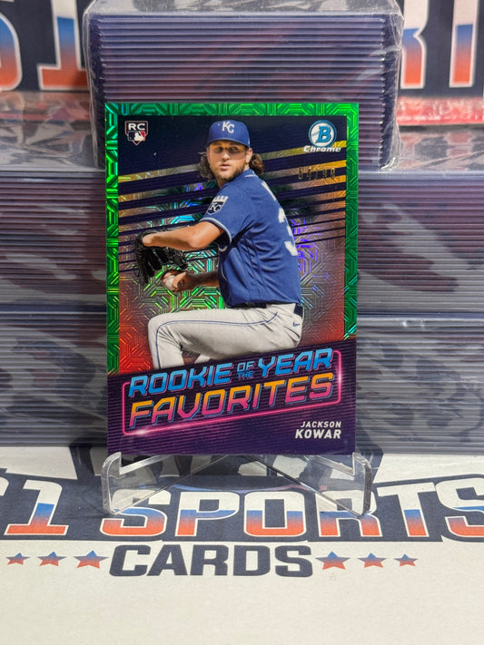 2022 Bowman Chrome (Green Mojo Prizm, Rookie of the Year Favorites 64/99) Jackson Kowar #ROYF-9