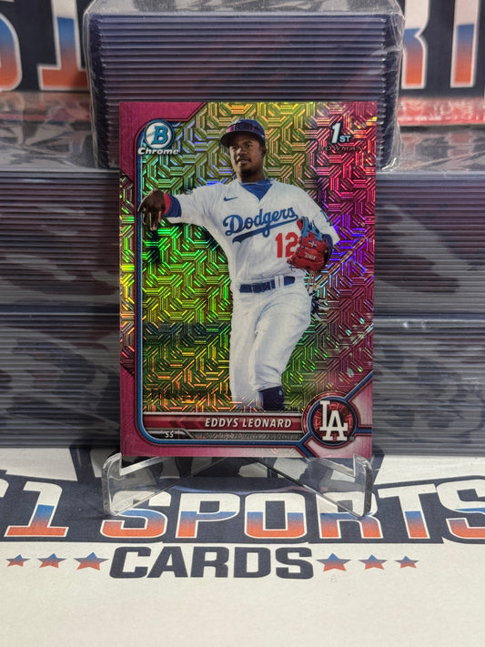2022 Bowman Chrome Prospects (Pink Mojo Refractor, 1st Bowman 158/199) Eddys Leonard #BCP-57
