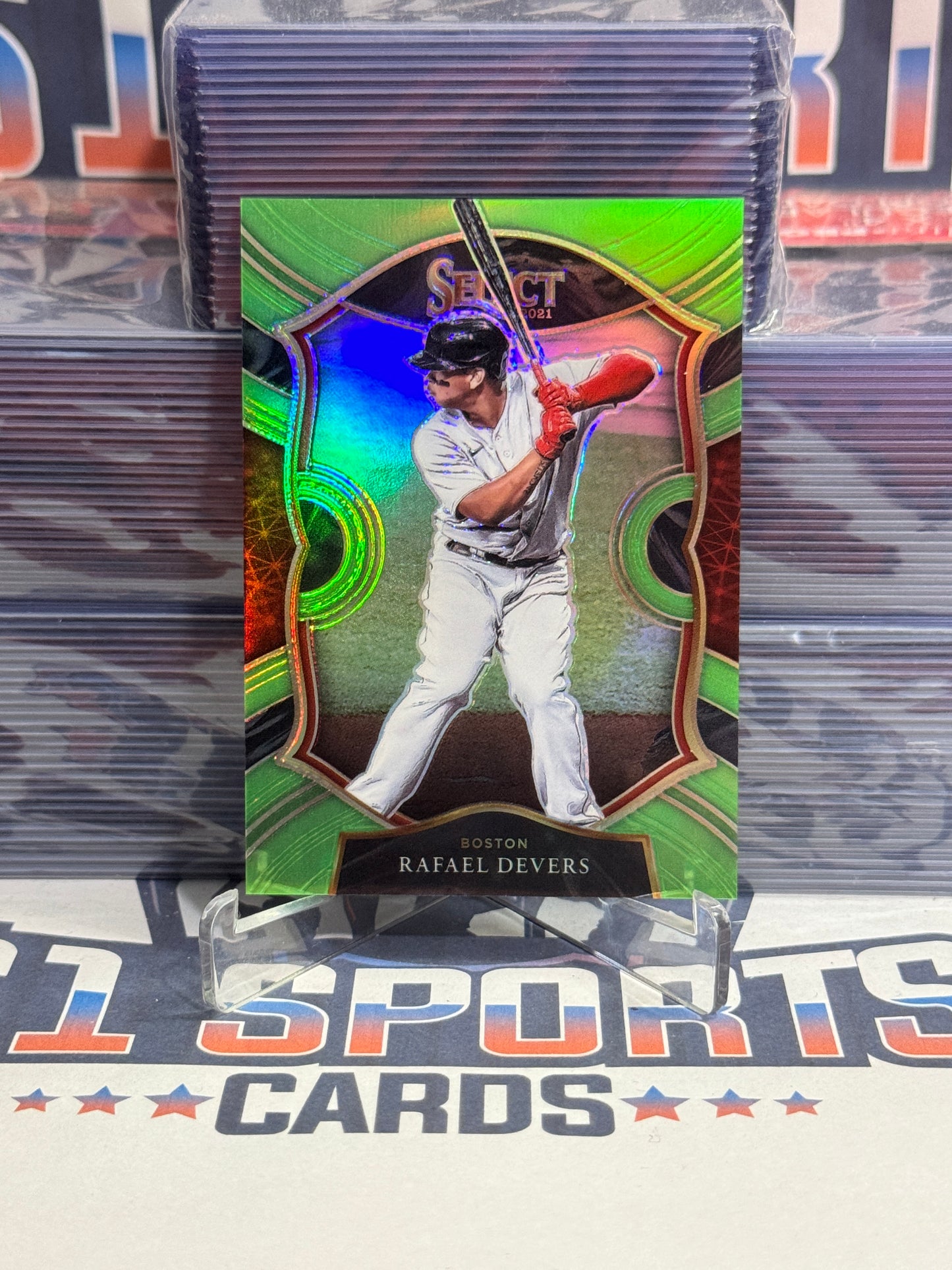 2021 Panini Select (Lime Green Prizm 22/99) Rafael Devers #61