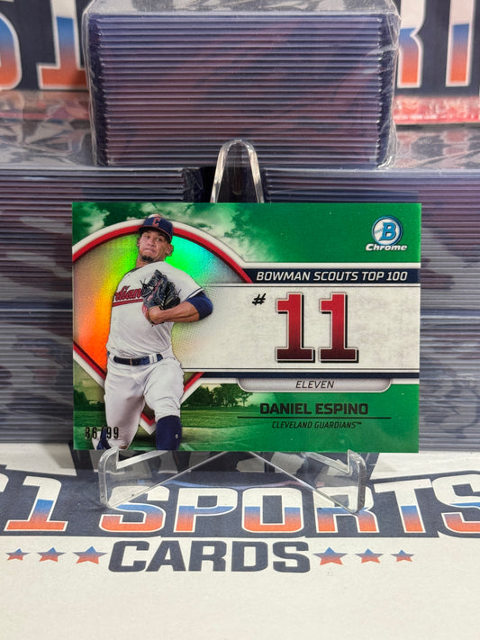 2023 Bowman Chrome (Green Refractor, Top 100 86/99) Daniel Espino #BTP-11