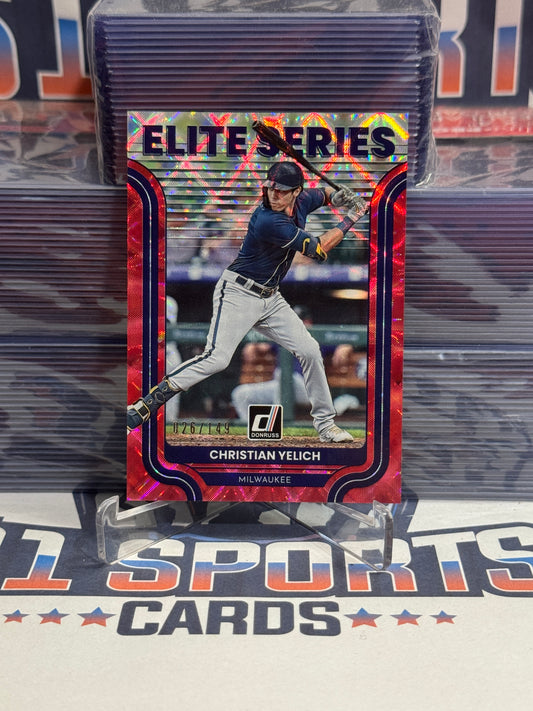 2022 Donruss (Red Laser, Elite Series 26/149) Christian Yelich #ES-2