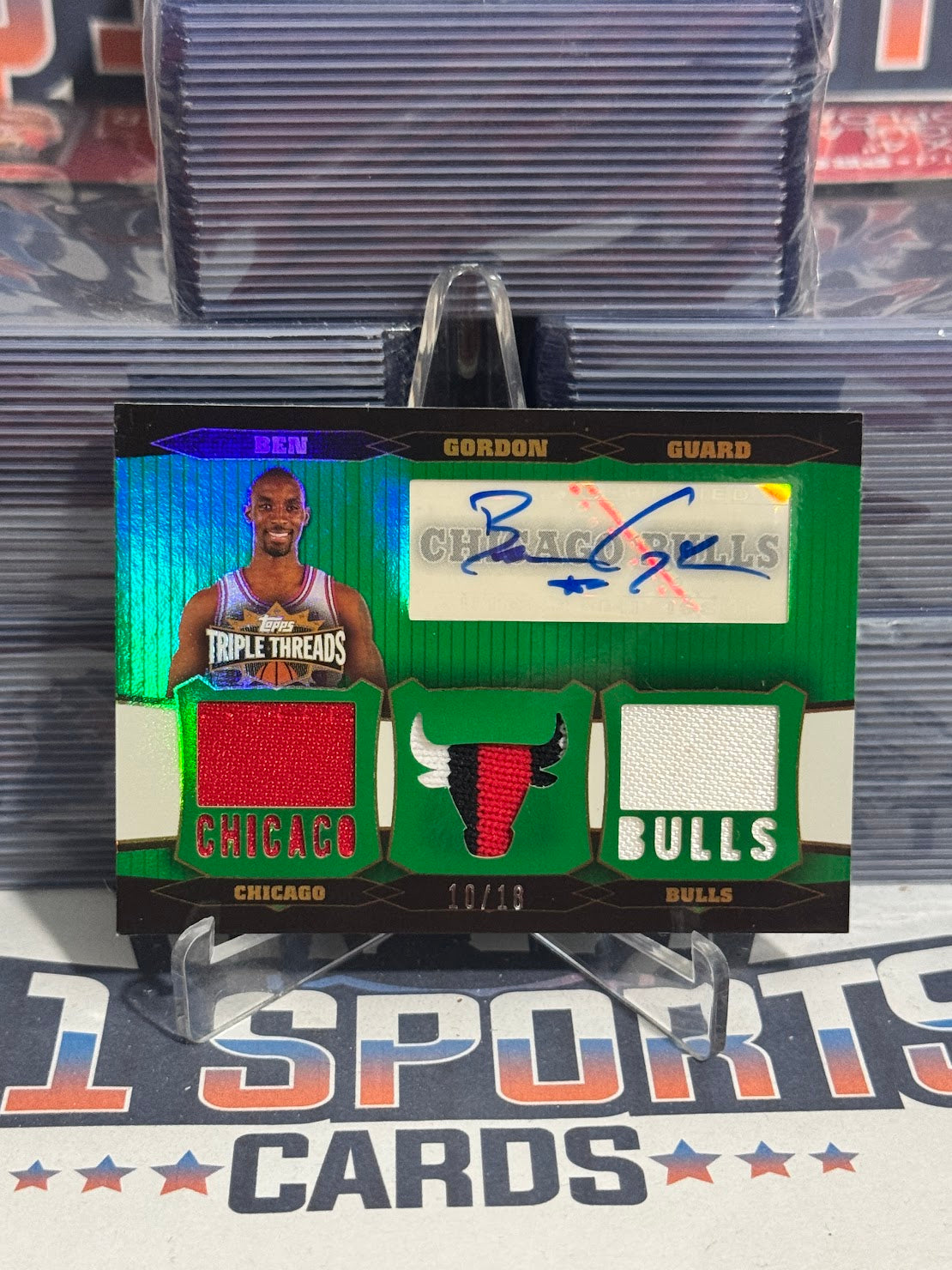 2006 Topps Triple Threads (Emerald, Triple Relic Auto 10/18) Ben Gordon #TTRA-18