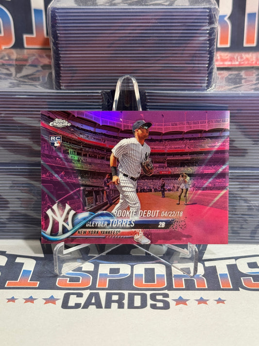 2018 Topps Chrome Update (Pink Refractor, MLB Debut) Gleyber Torres Rookie #HMT33