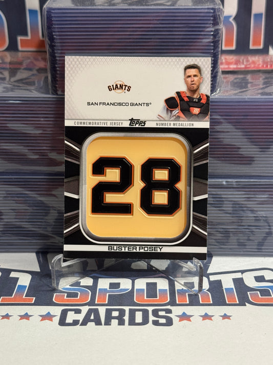 2022 Topps (Black, Player Jersey Number Medallion Relic 286/299) Buster Posey #JNM-BP