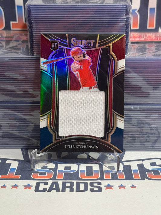 2021 Panini Select (Tri-Color Prizm, Rookie Jumbo Swatch Relic 56/99) Tyler Stephenson #RJS-TS