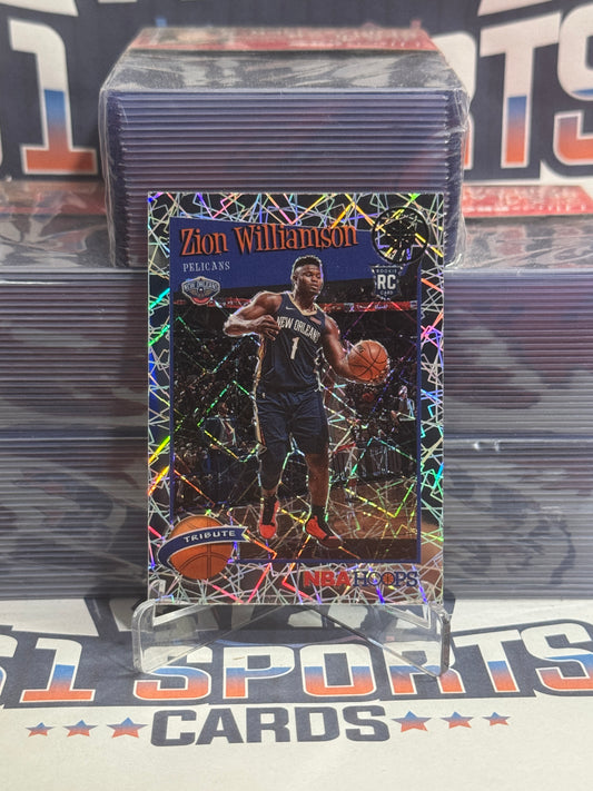 2019 Hoops Premium Stock (Silver Laser Prizm, Tribute) Zion Williamson Rookie #296