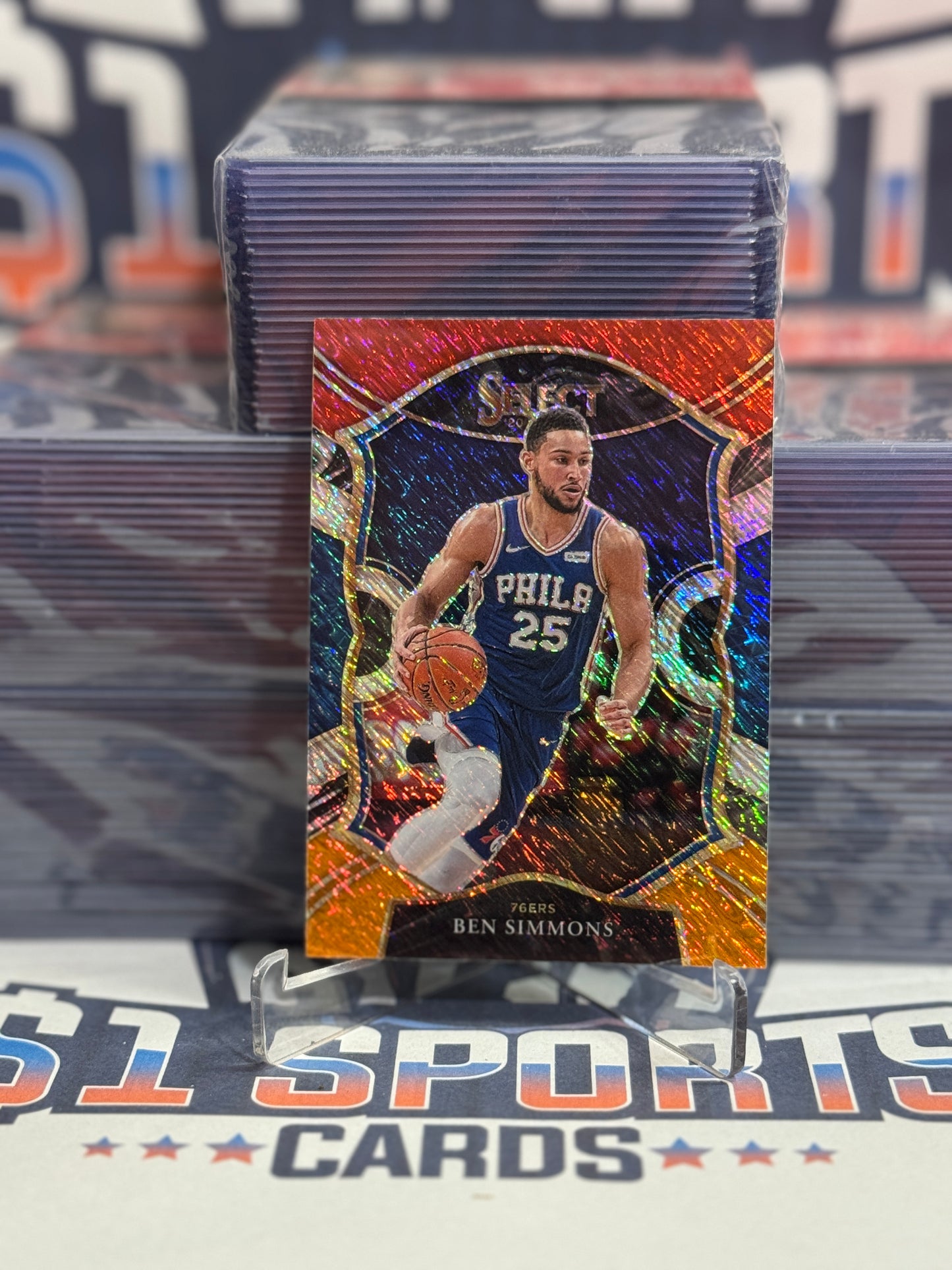 2020 Panini Select (Red White Orange Shimmer Prizm) Ben Simmons #34