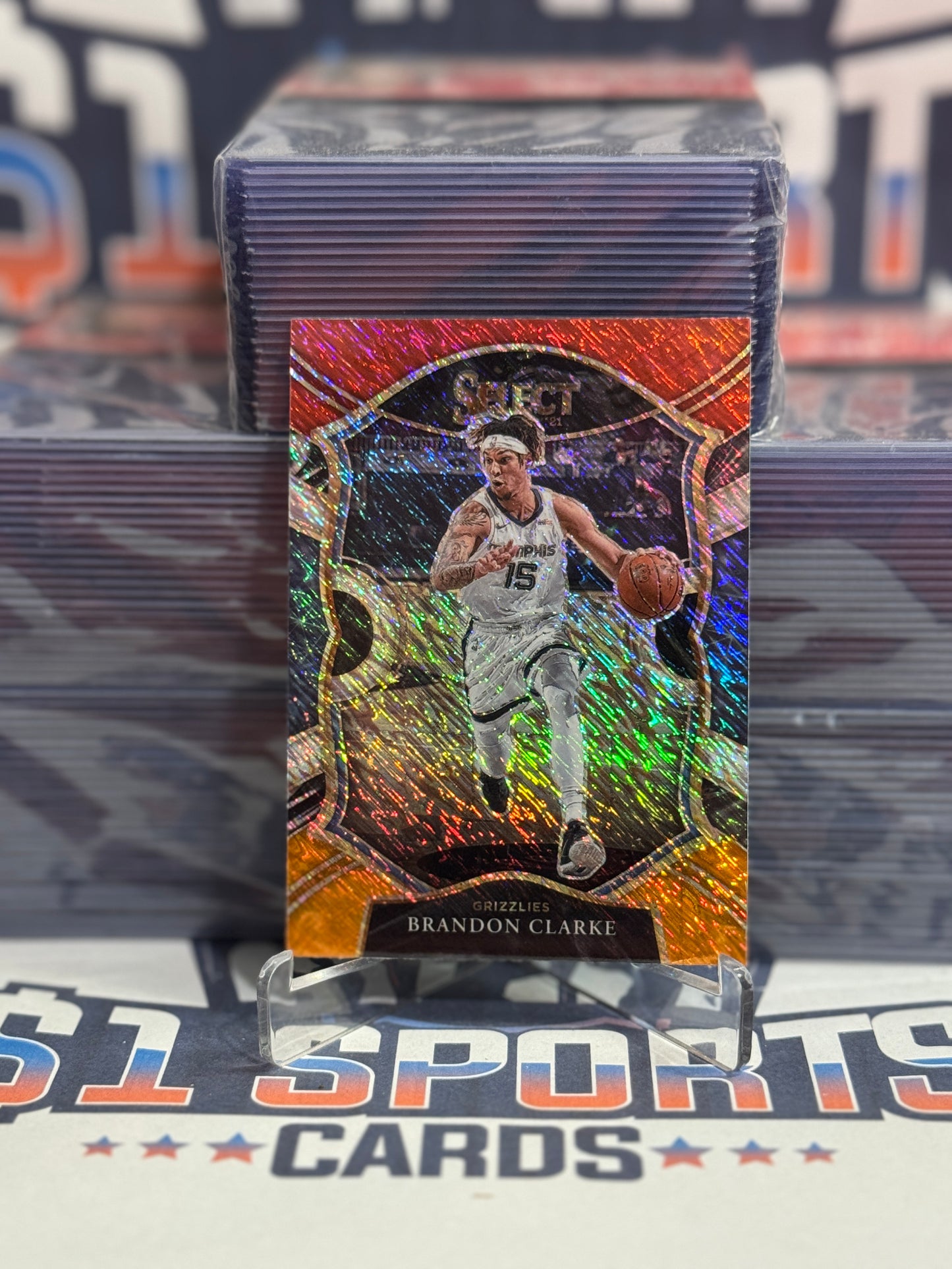 2020 Panini Select (Red White Orange Shimmer Prizm) Brandon Clarke #55