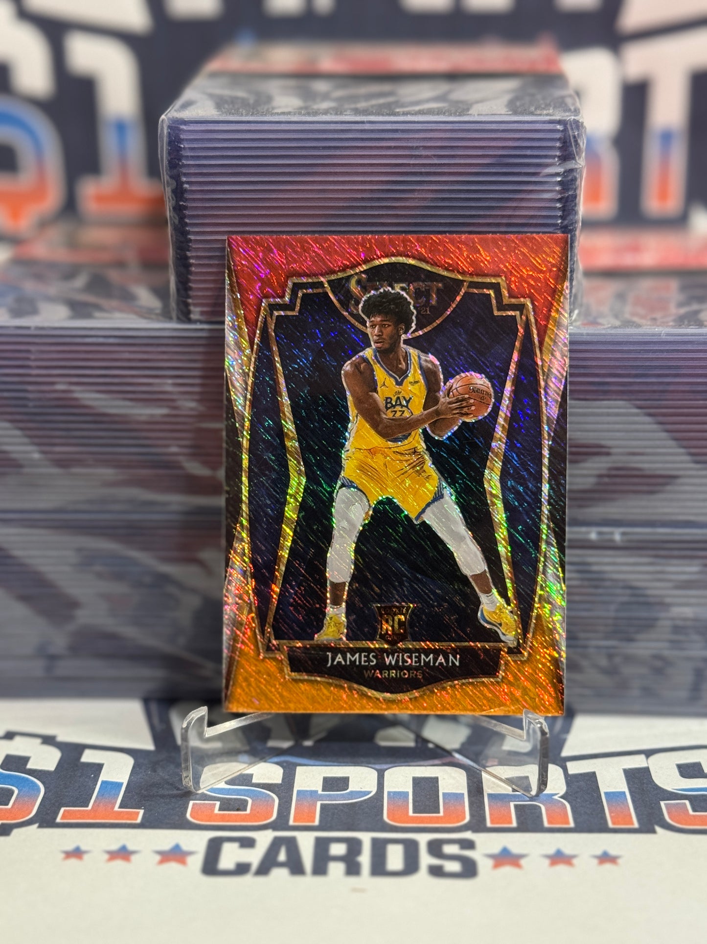 2020 Panini Select (Red White Orange Shimmer Prizm) James Wiseman Rookie #184