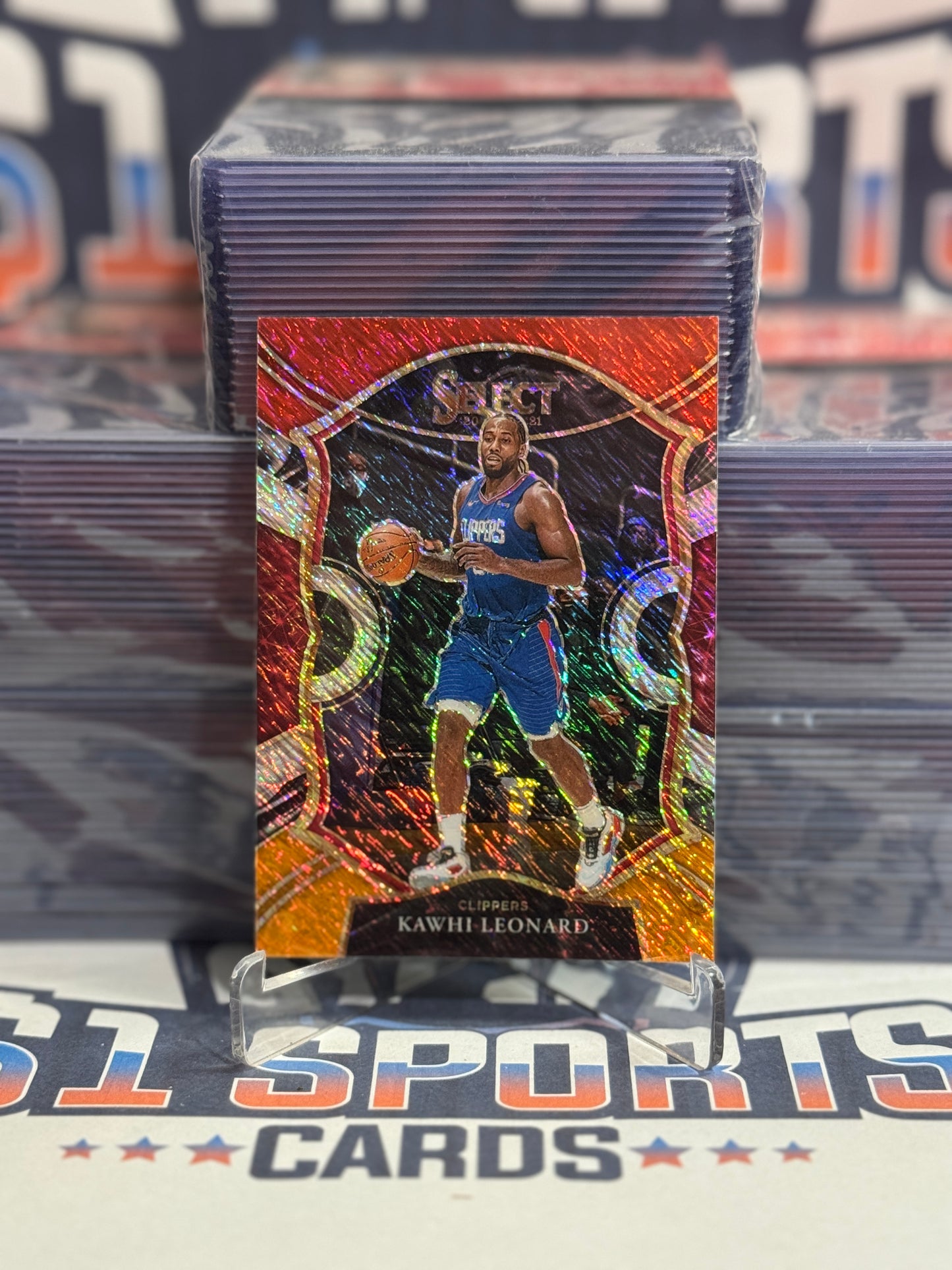 2020 Panini Select (Red White Orange Shimmer Prizm) Kawhi Leonard #37