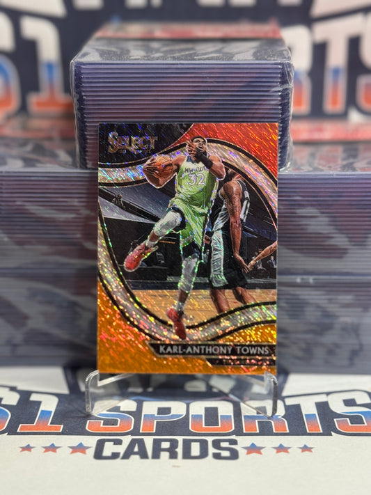 2020 Panini Select (Red White Orange Shimmer Prizm, Courtside) Karl Anthony-Towns #222