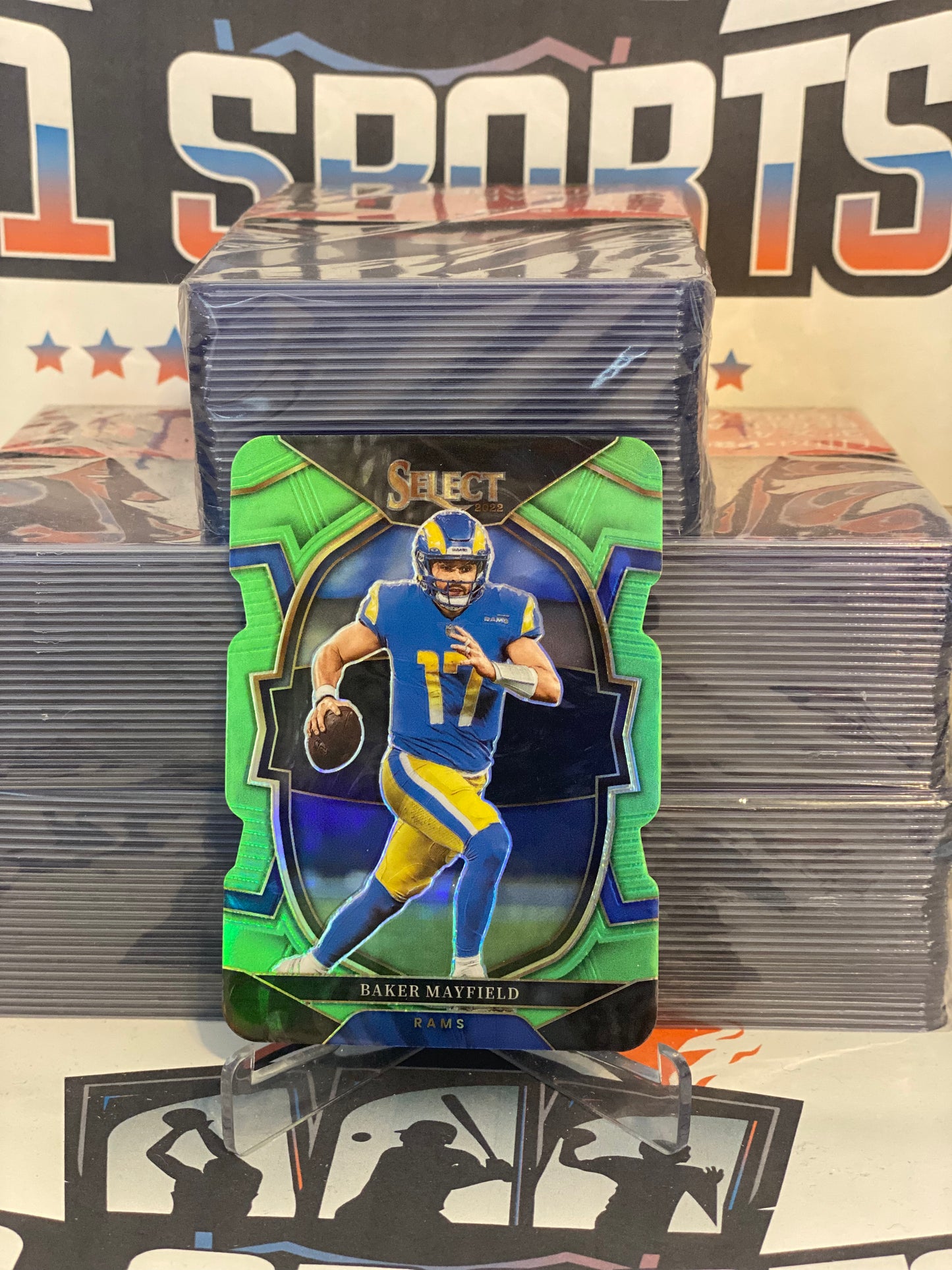 2022 Panini Select (Neon Green Prizm 193/299) Baker Mayfield #9