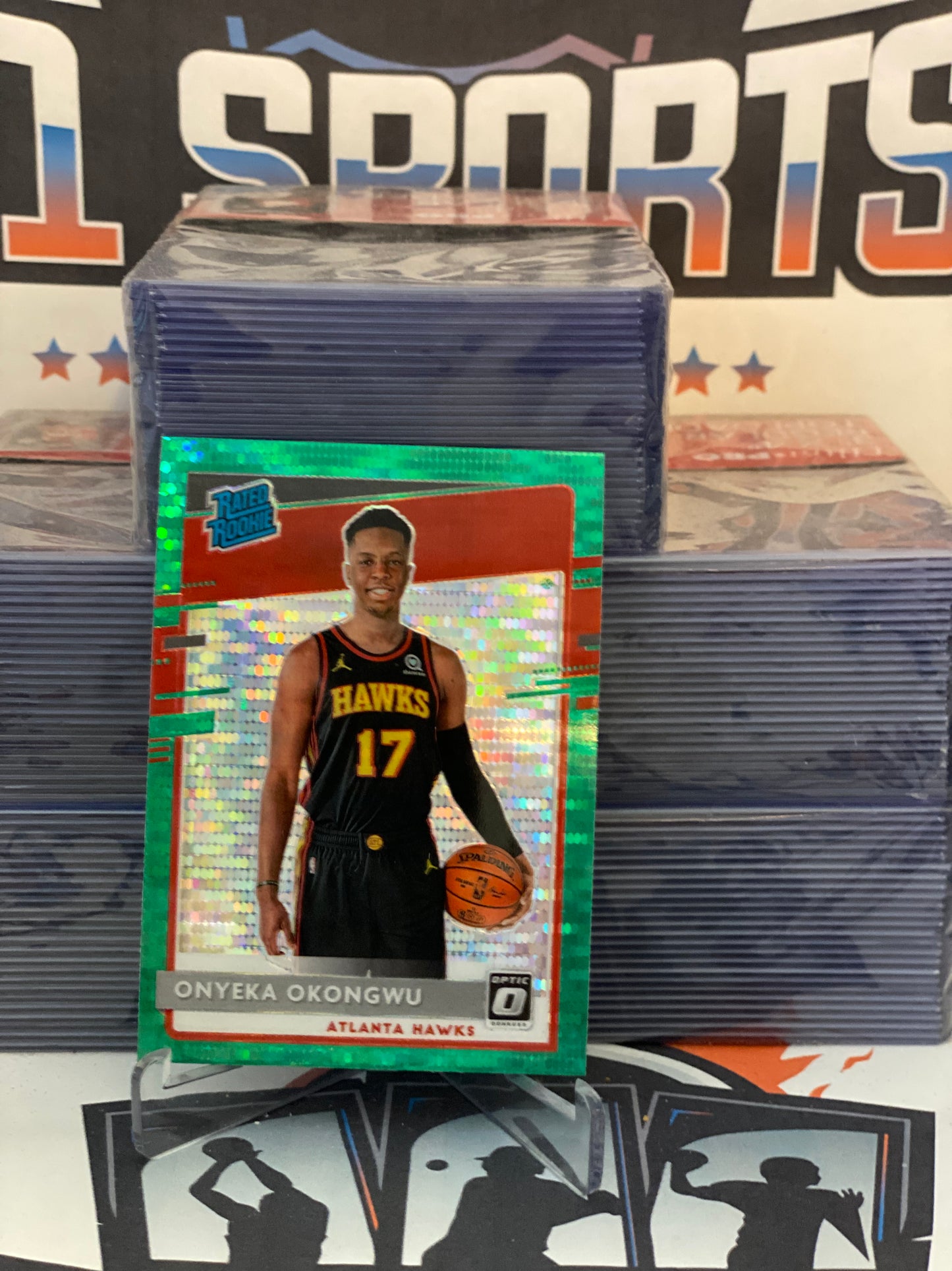 2020 Donruss Optic (Fanatics Green Prizm, Rated Rookie) Onyeka Okongwu #156