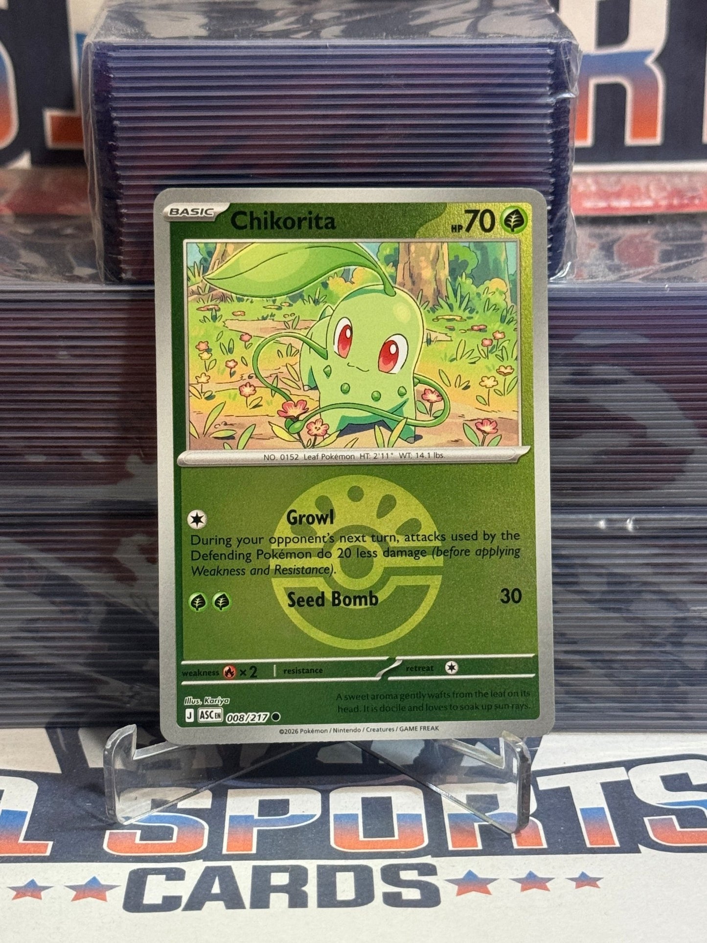 Pokemon TCG: Ascended Heroes - Chikorita (Friend Ball Pattern, Reverse Holo, Common) 8
