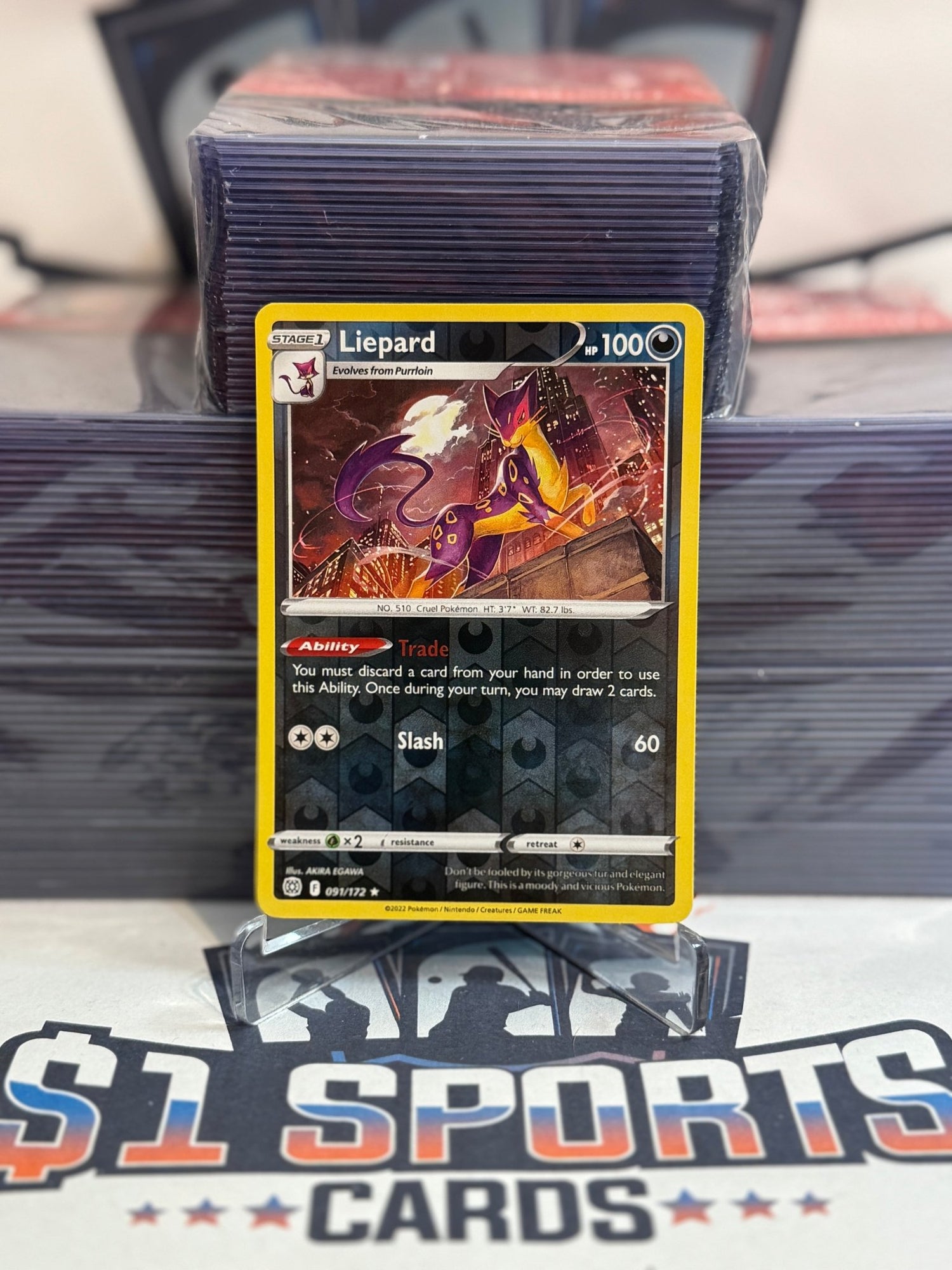 Pokemon TCG: Brilliant Stars - Liepard (Reverse Holo, Rare) #91