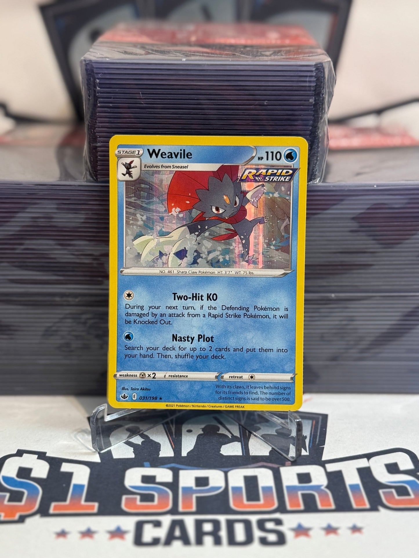 Pokemon TCG: Chilling Reign - Weavile (Holo, Rare) #31