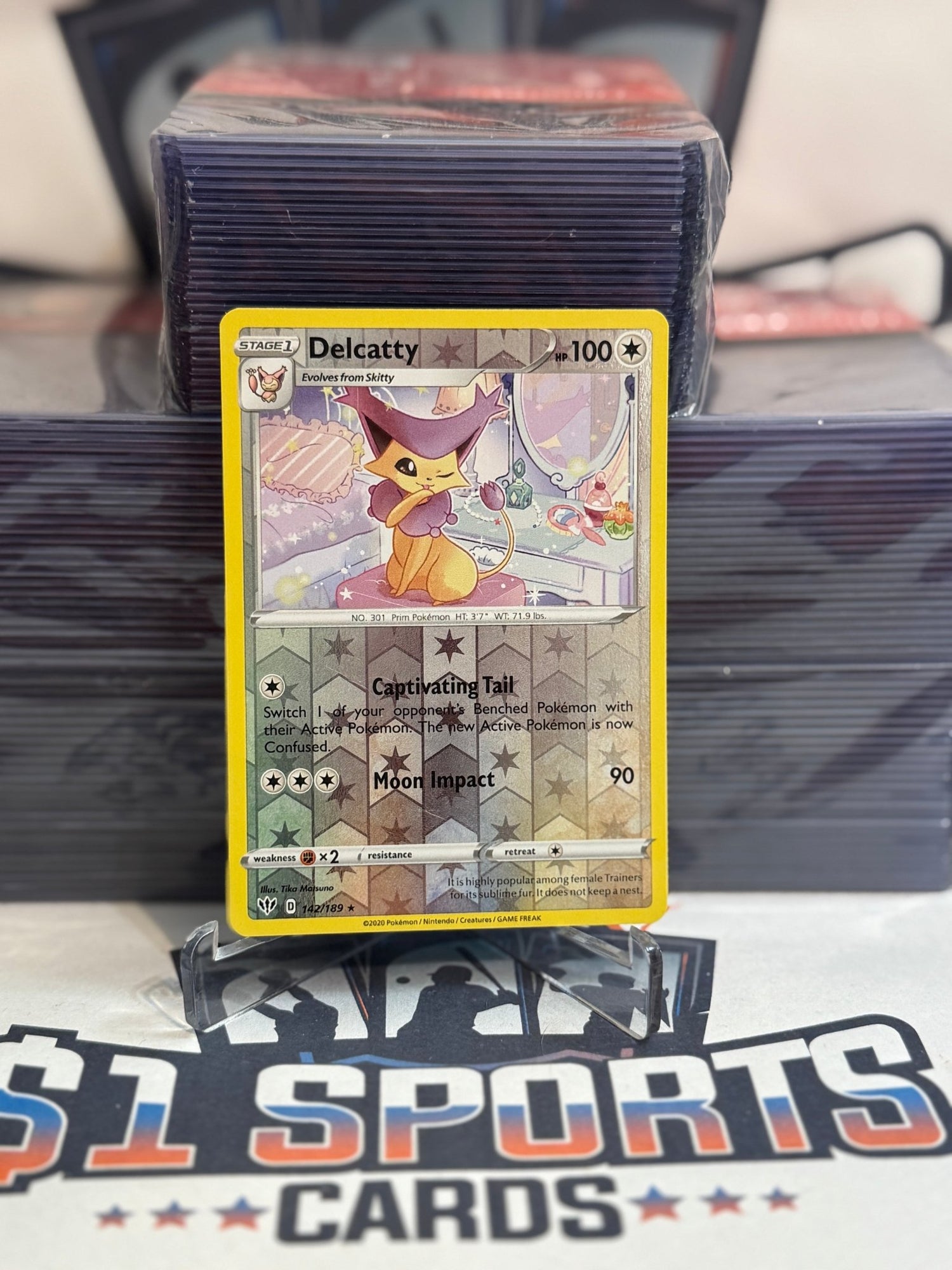 Pokemon TCG: Darkness Ablaze - Delcatty (Reverse Holo, Rare) #142 $1 Sports Cards Pokemon TCG: Darkness Ablaze - Delcatty (Reverse Holo, Rare) #142 $1 Sports Cards