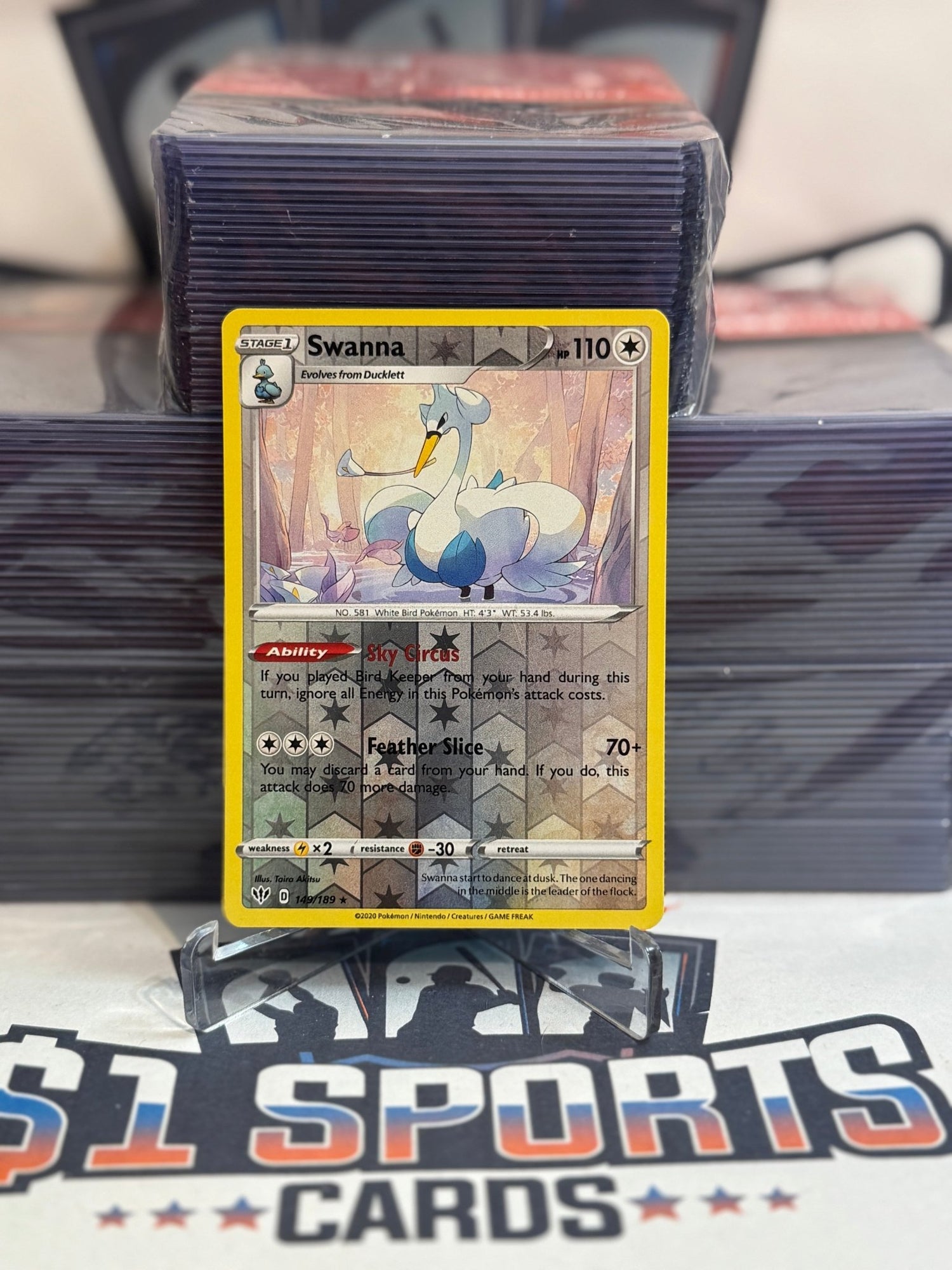 Pokemon TCG: Darkness Ablaze - Swanna (Reverse Holo, Rare) #149