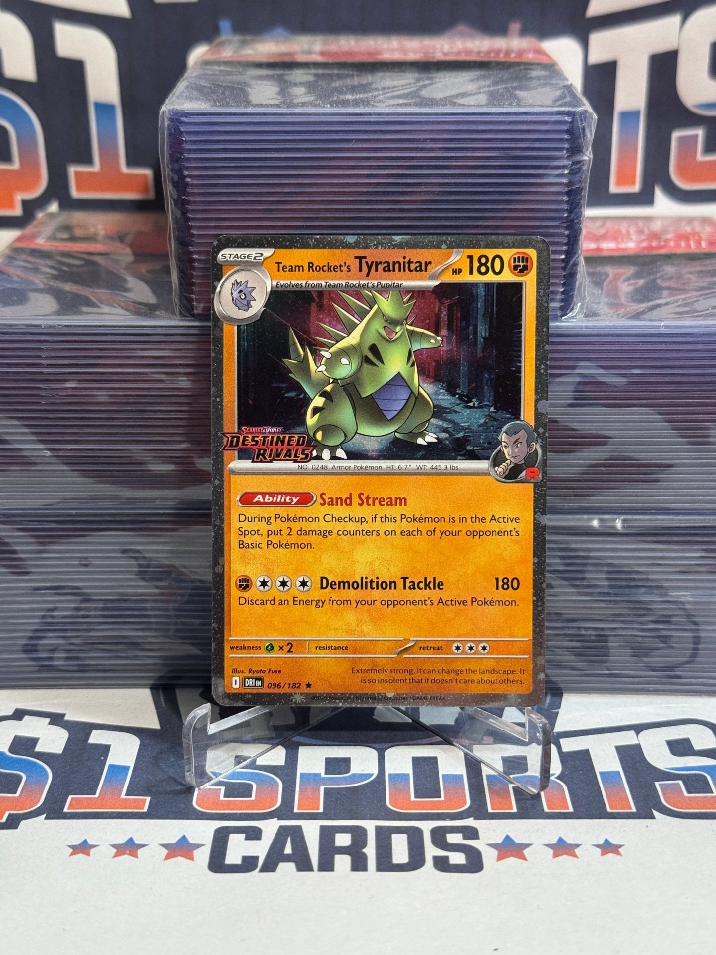 Pokemon TCG: Destined Rivals - Team Rocket's Tyranitar (DR Stamped, Cosmos Holo, Rare) 96