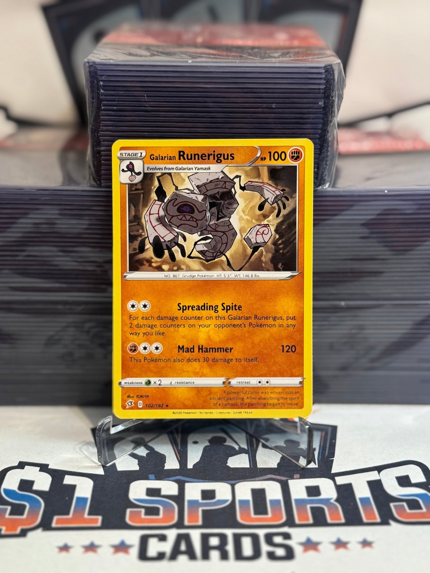 Pokemon TCG: Rebel Clash - Galarian Runerigus (Rare) #102 Pokemon TCG: Rebel Clash - Galarian Runerigus (Rare) #102