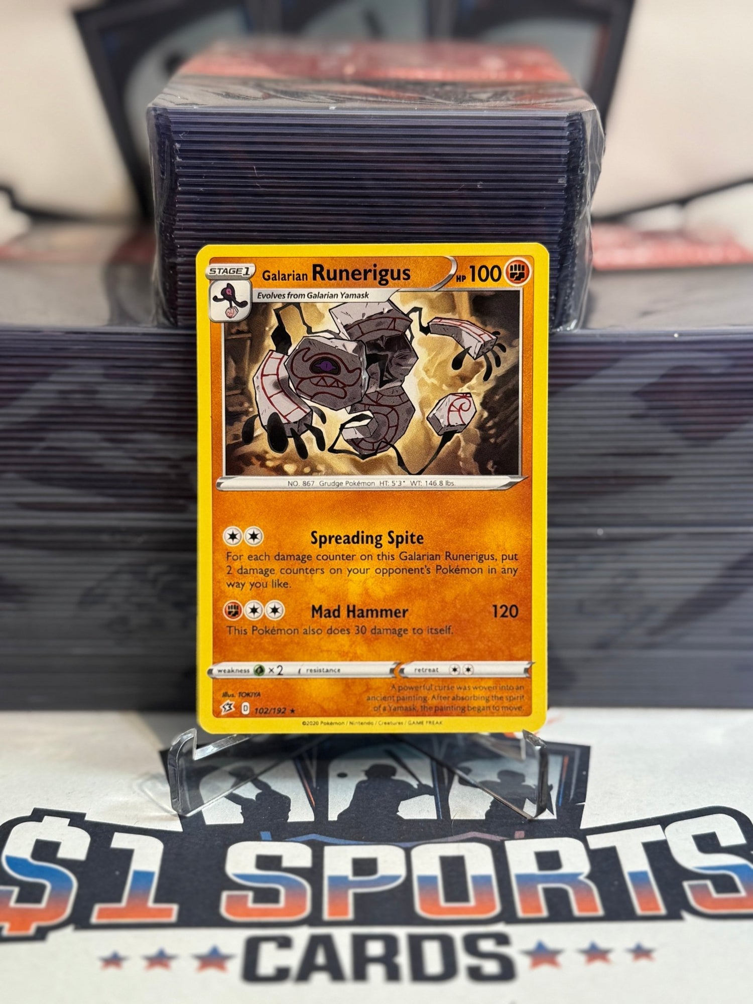 Pokemon TCG: Rebel Clash - Galarian Runerigus (Rare) #102