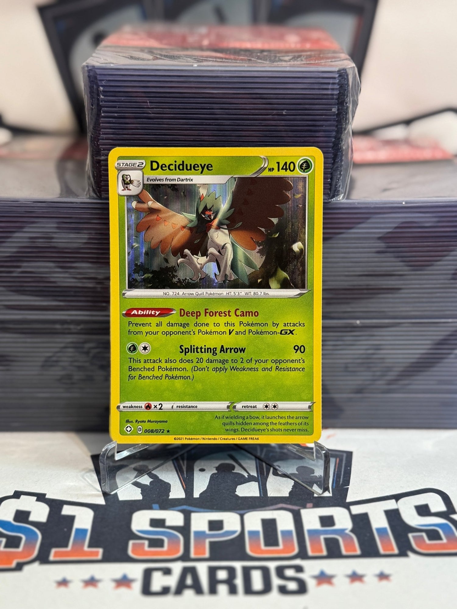 Pokemon TCG: Shining Fates - Decidueye (Holo, Rare) #8 $1 Sports Cards Pokemon TCG: Shining Fates - Decidueye (Holo, Rare) #8 $1 Sports Cards