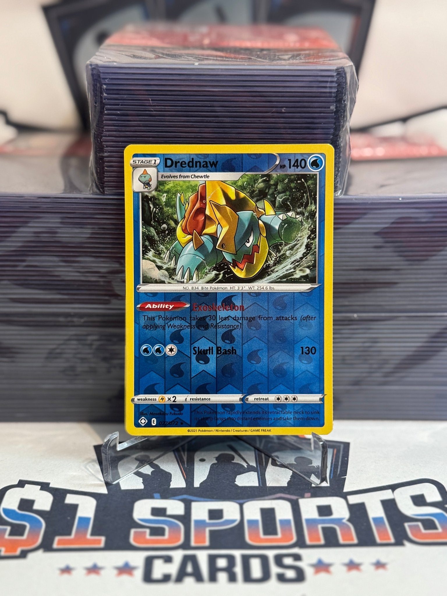 Pokemon TCG: Shining Fates - Drednaw (Reverse Holo, Rare) #27 $1 Sports Cards Pokemon TCG: Shining Fates - Drednaw (Reverse Holo, Rare) #27 $1 Sports Cards