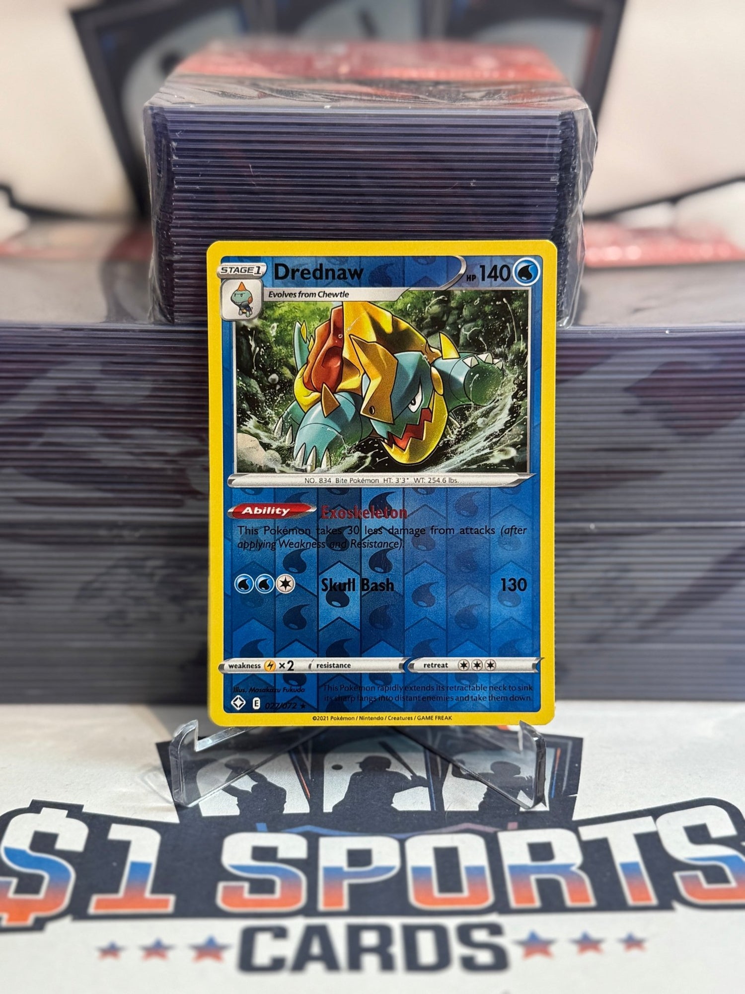 Pokemon TCG: Shining Fates - Drednaw (Reverse Holo, Rare) #27 $1 Sports Cards Pokemon TCG: Shining Fates - Drednaw (Reverse Holo, Rare) #27 $1 Sports Cards
