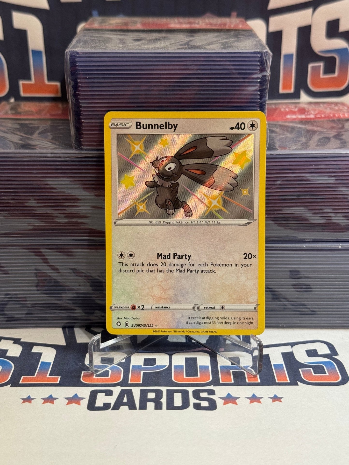 Pokemon TCG: Shining Fates: Shiny Vault - Bunnelby (Shiny Holo Rare) #SV097