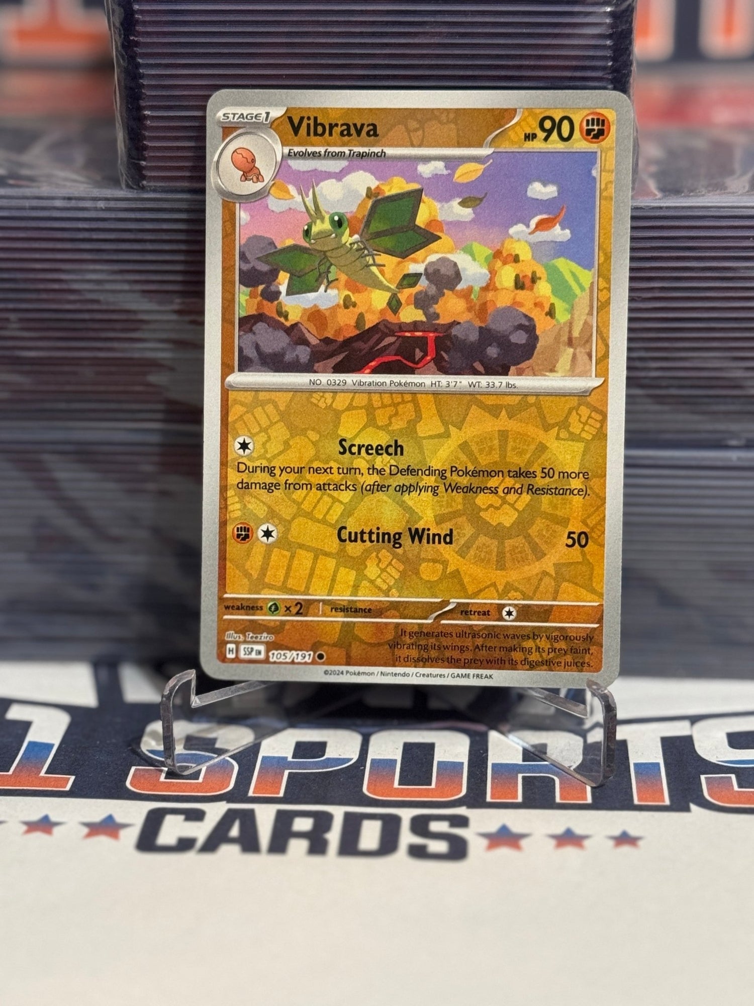 Pokemon TCG: Surging Sparks - Vibrava (Reverse Holo, Common) #105