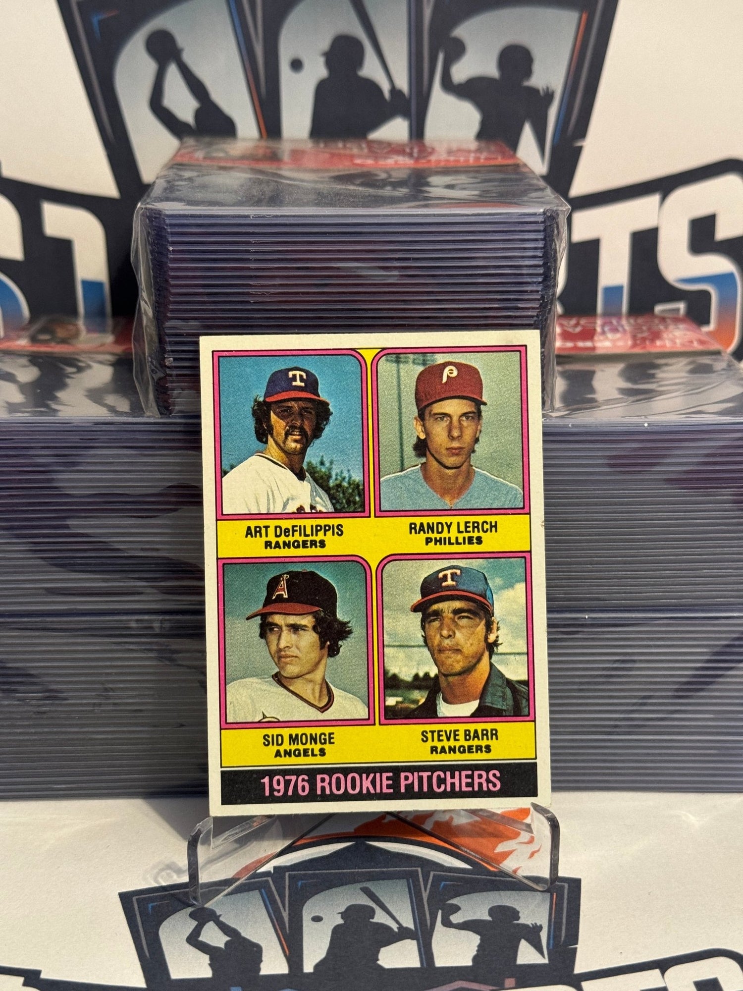 1976 Topps (Rookie Pitchers) Art DeFilippis, Randy Lerch, Sid Monge, Steve Barr #595