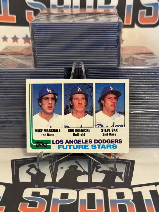 1982 Topps (Future Stars) Steve Sax, Mike Marshall, Ron Roenicke Rookie #681