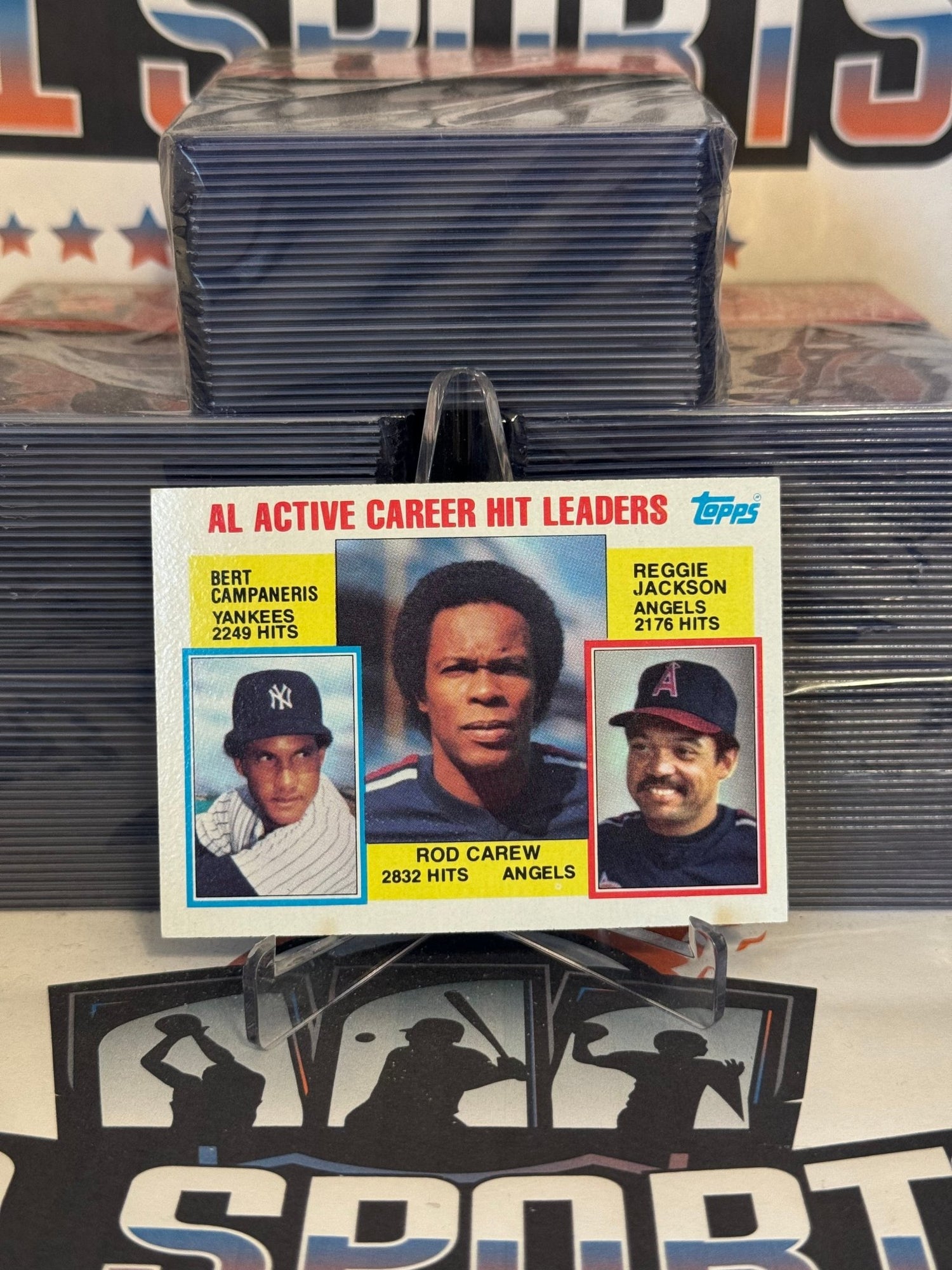 1984 Topps (League Leaders) Reggie Jackson, Rod Carew, Bert Campaneris #711