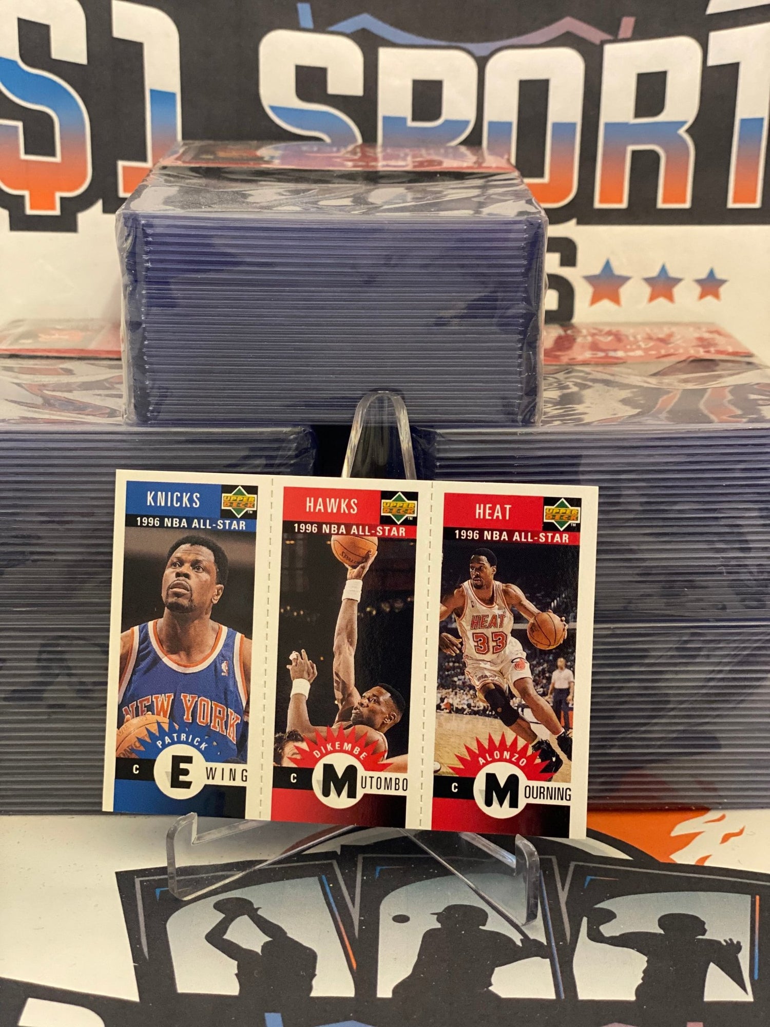 1996 Upper Deck Collector's Choice (Mini Cards) Alonzo Mourning, Dikembe Mutombo, Patrick Ewing #M135
