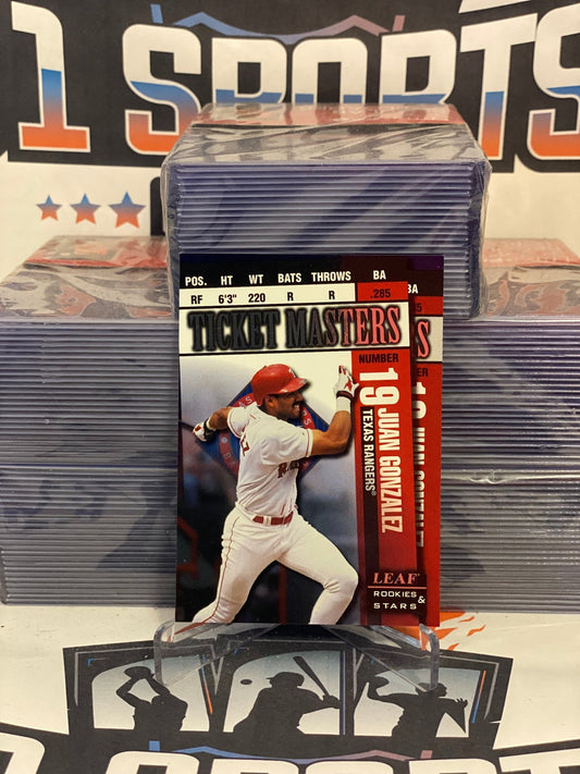 1998 Leaf Rookies & Stars (Ticket Masters 2339/2500) Juan Gonzalez & Ivan Rodriguez #8