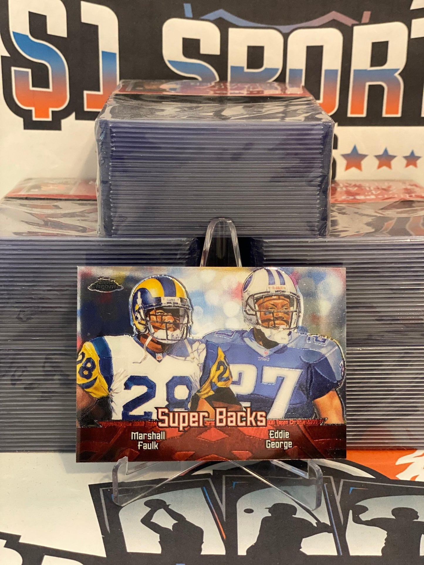 2000 Topps Chrome (Super Backs) Marshall Faulk & Eddie George #TC8