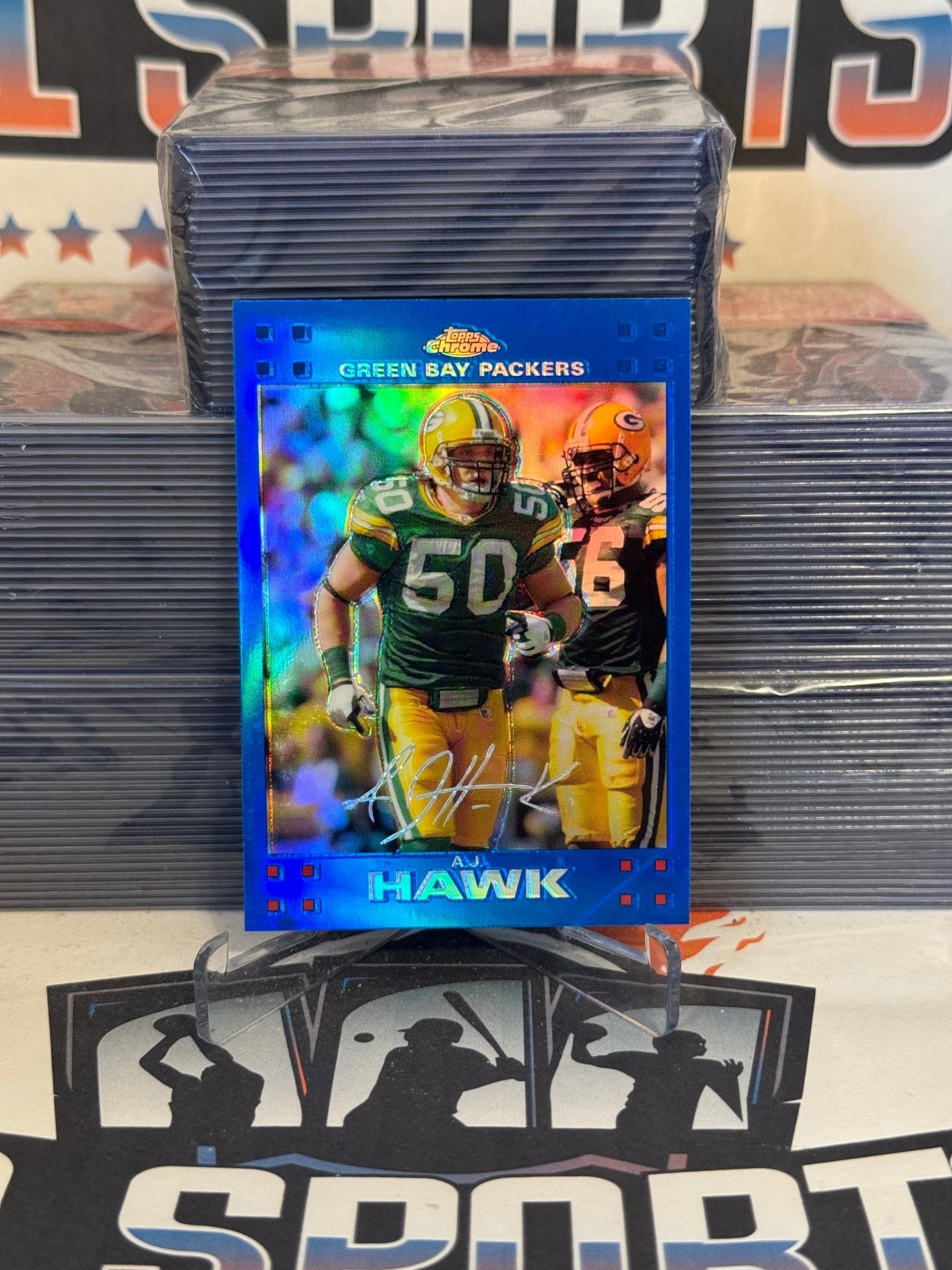 2007 Topps Chrome (Blue Refractor) A.J. Hawk #TC150
