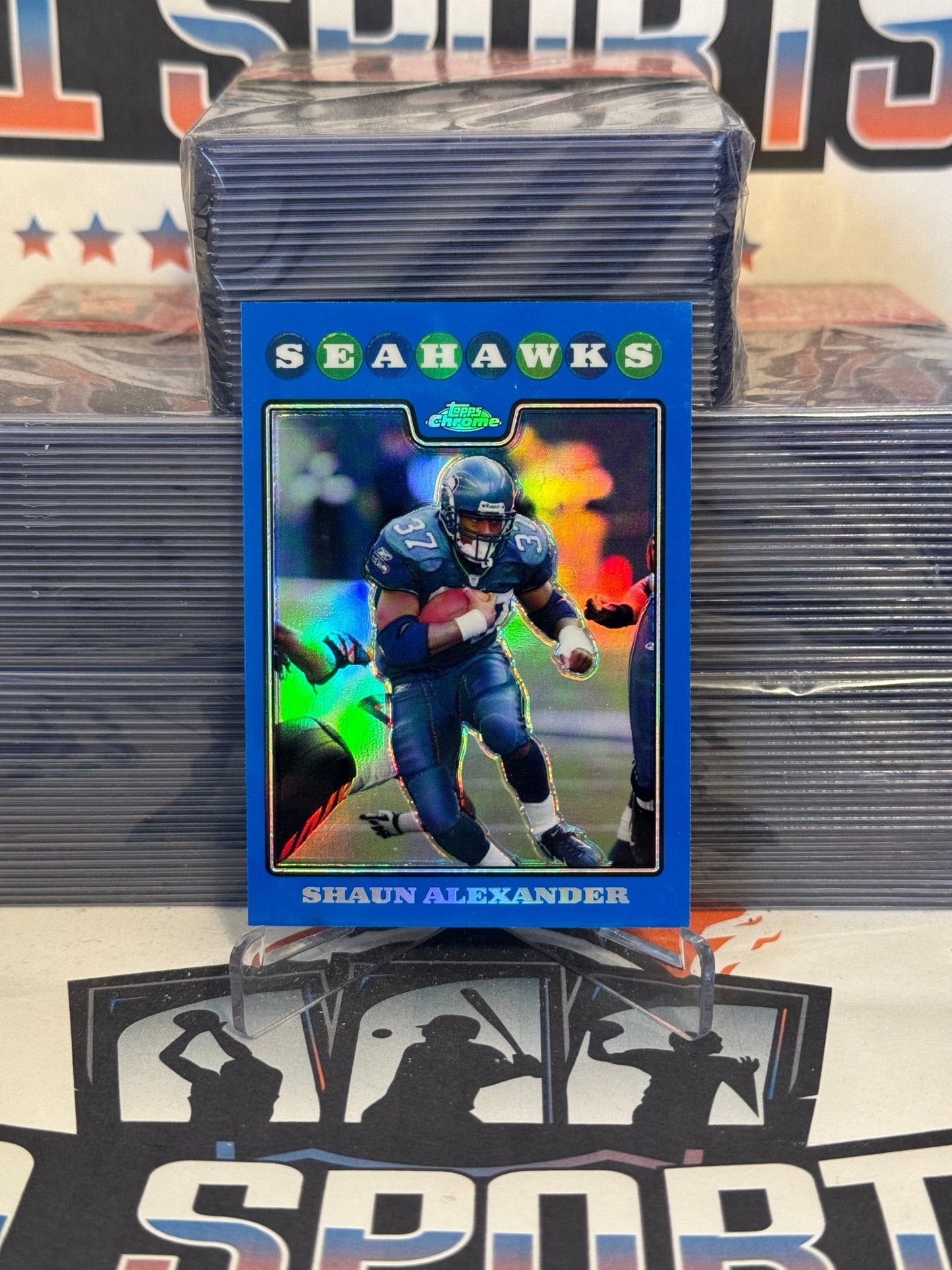 2008 Topps Chrome (Blue Refractor) Shaun Alexander #TC34