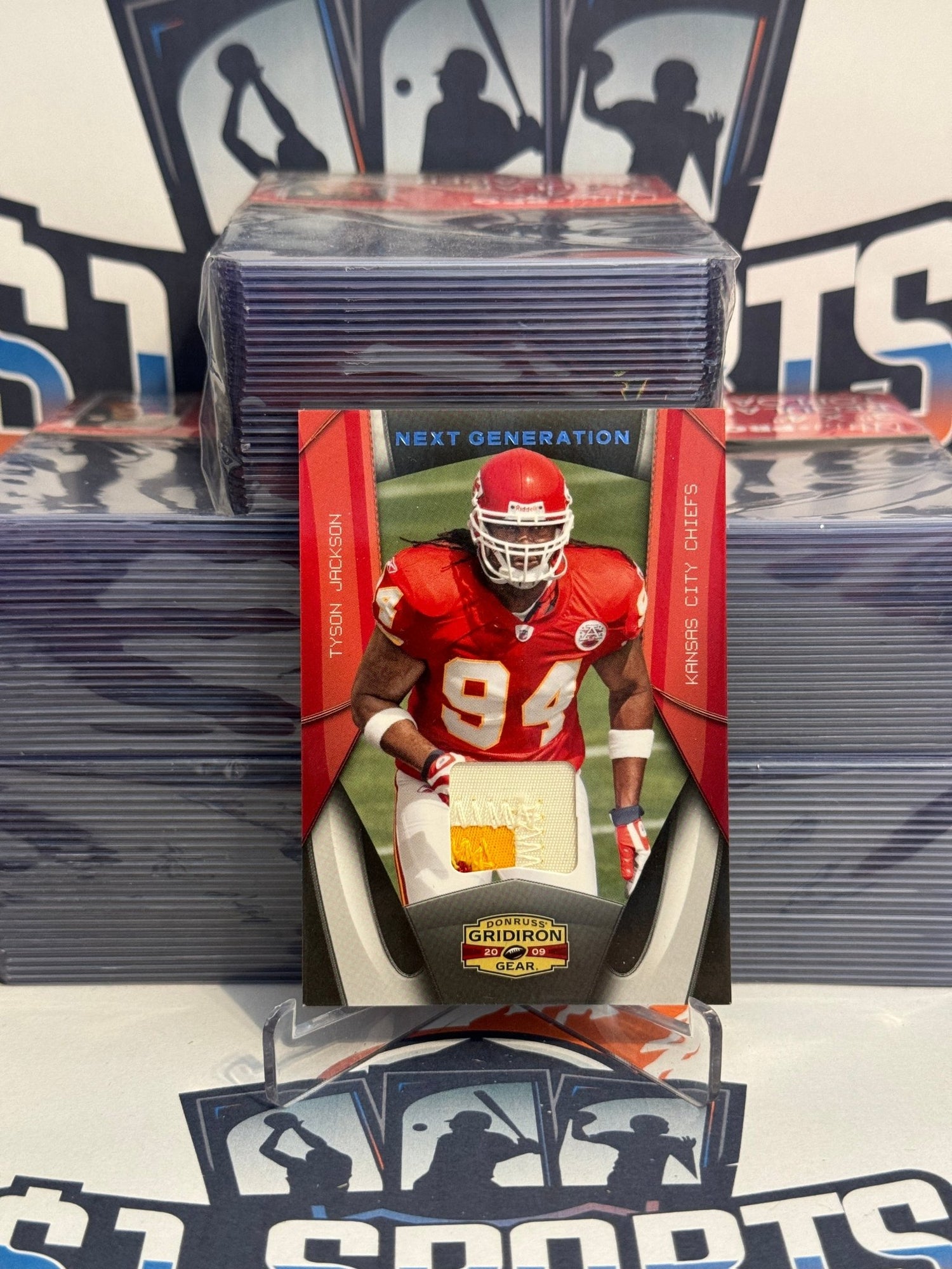 2009 Donruss Gridiron Gear (Next Generation Tri-Color Relic 23/50) Tyson Jackson #22