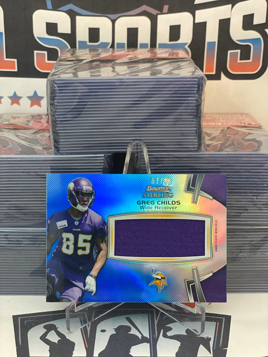 2012 Bowman Sterling (Blue Refractor, Jumbo Relic 52/99) Greg Childs #BSJRR-GC